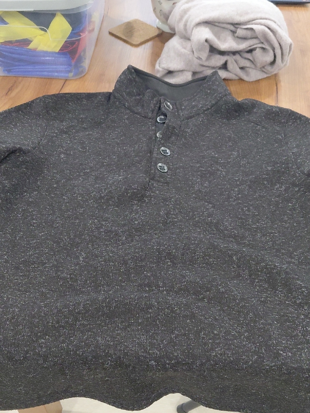 RedHead Men's Dark Charcoal Heather Button-Neck Sweater